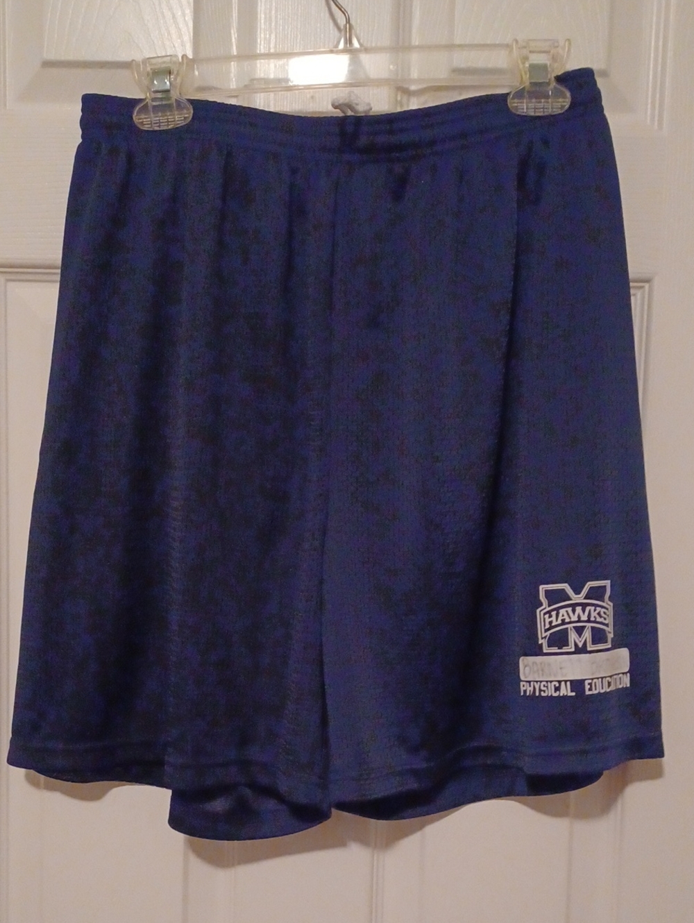 -- 2 Pairs M Hawks Blue Athletic Shorts with Hawks PE Logo Size XL
